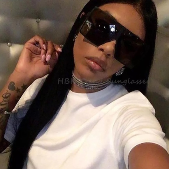 “PRICE. DROP” Oversized Black Glossy Square Sunglasses - Picture 2 of 5